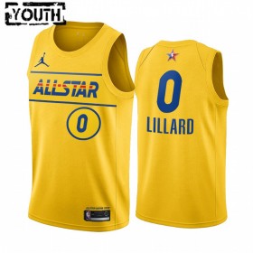 Dres Portland Trail Blazers Damian Lillard 0 2021 All-Star Jordan Brand Gold Swingman - Dječji